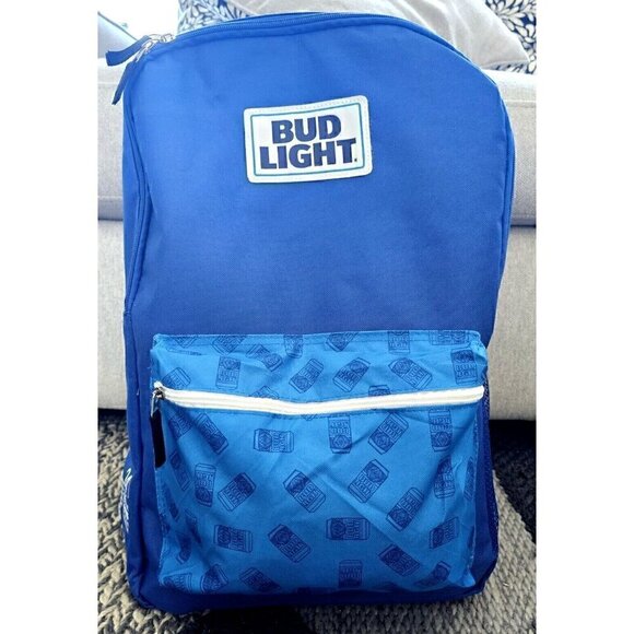 Blue Budlight Beer Case 24 Can Insulated Soft Sided Pockets  Cooler Back Pack - Picture 2 of 7